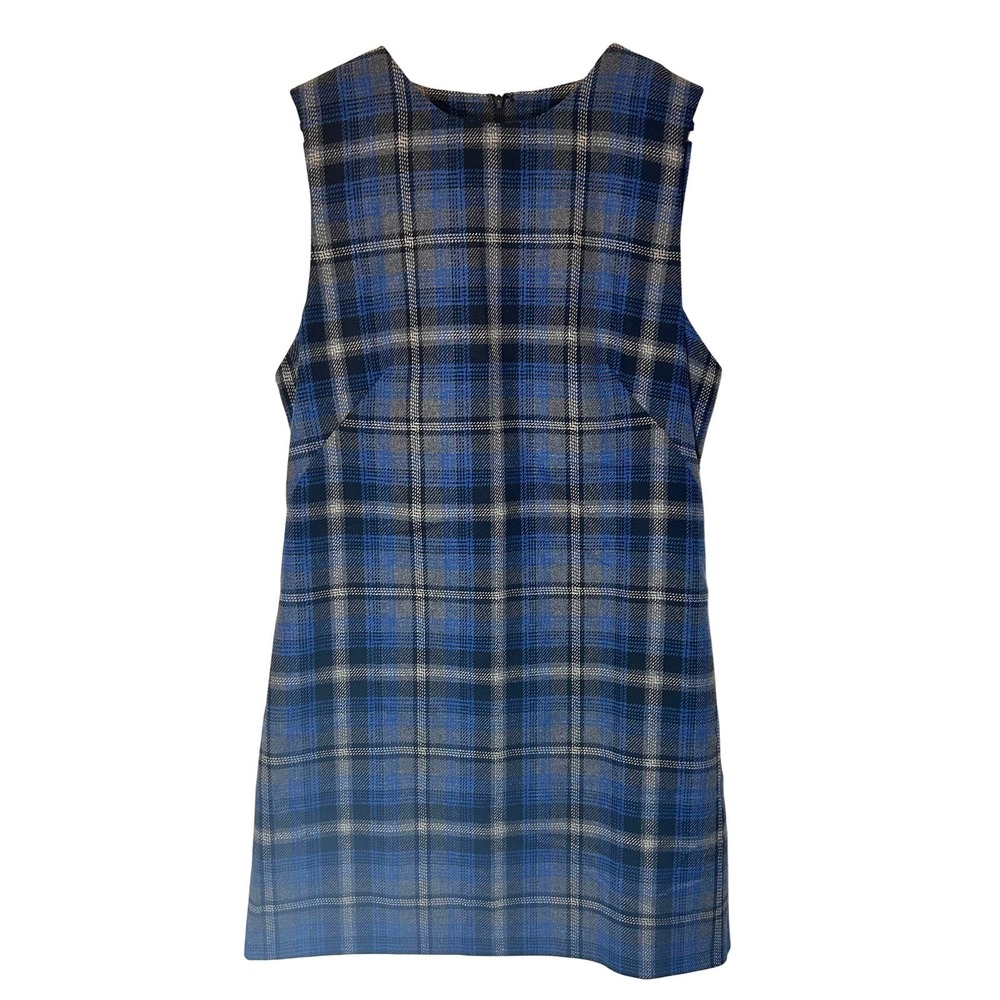 Limited America Tartan Plaid Lined Wool Shift Dress Women's Size‎ 10 Blue Grey